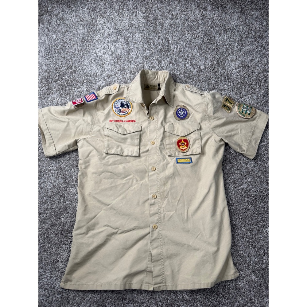 BSA Boy Scouts Uniform Shirt Youth XL 2017 Jamboree Troop 375 Patches